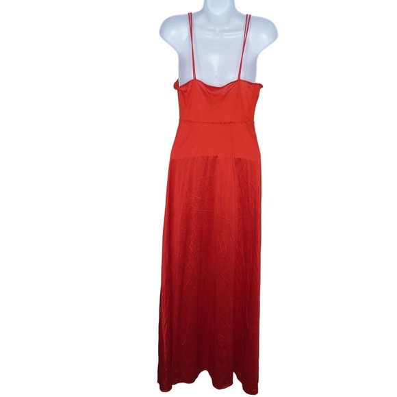 Vintage 70s Vanity Fair Full Length Satin Slip Nightgown S Red Nylon Valentines - Picture 8 of 10